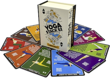 Stack 52 Yoga Exercise Cards Designed by Certified Yoga Instructor Video Instructions Included Beginner to Advanced Poses and Asana Workout Games Improve Fitness and Flexibility Mega Pack