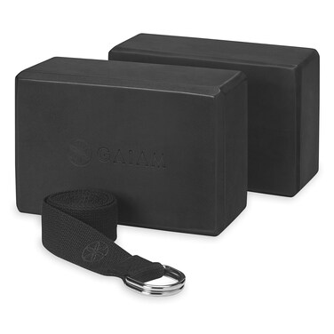 Gaiam Essentials Yoga Block 2 Pack  Yoga Strap Set