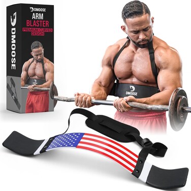 DMoose Fitness Arm Blaster for Biceps  Triceps Body Building Muscle Strength Gains Contoured and Adjustable Bicep Isolator for Curling  Weight Lifting Well Balanced Support with Adjustable Strap