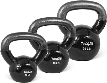 Yes4All Kettlebell Set Vinyl Coated Weights Combo for Full Body Workout Equipment Push up Grip Strength Training Dumbbell Weights Exercises