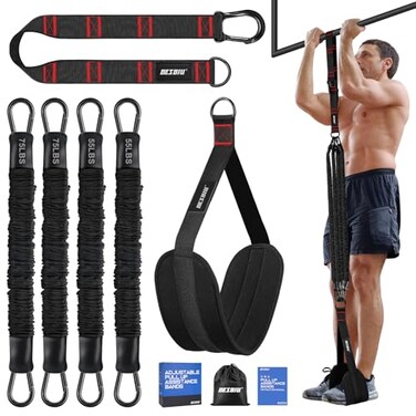 Pull Up Assistance Bands 260lbs Heavy Pull Up Bands Resistance Bands for Pull Ups Working Out with Feet Rest Pull Up Bar Bands Assistance Bands Strength Training Workout Equipment Height Adjustable