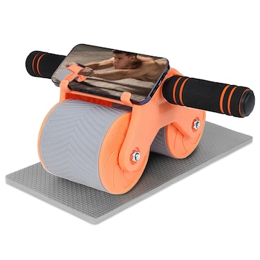 Automatic Rebound Abdominal WheelAb Roller Wheel for Core Workout2 Wheels Balance Design and Mobile Phone HolderSuitable for Home Office Gym OutdoorsDesigned for Men and Women