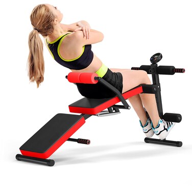 SPORFIT Sit Up Bench for Abs Situp Bench for Ab Workout Equipment with 3 Adjustable Height Settings for Home Gym Reverse Crunch Handle