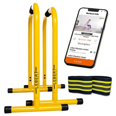 Lebert Fitness Dip Bar Stand  Original Equalizer Total Body Strengthener Pull Up Bar Home Gym Exercise Equipment Dipping Station  Hip Resistance Band Workout Guide and Online Group