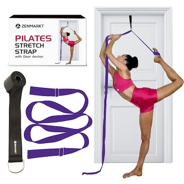 Zenmarkt Pilates Stretching Strap with Door Anchor  Flexibility Equipment for Pilates Practitioners  Ideal for Improving Leg Flexibility Core Stability and Posture Alignment at Home