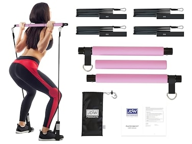 JDW Products Enterprises  Pilates Bar Kit  2 Standard  2 Strong Bands for FullBody Workout  Storage Bag Included  Fitness Equipment for Home Gym Yoga