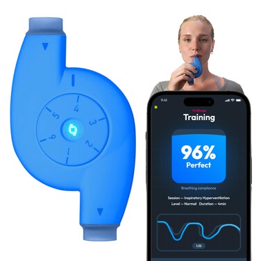 Oumua Smart Breathing Trainer  with AIPowered Oumua Training App  30 Breathing Training Protocols  Improve Wellbeing and Athletic Perfrormance  Live Visuals and Progress Tracking