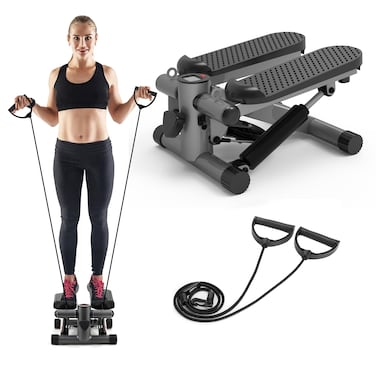 Steppers for Exercise at HomeStair Stepper with Resistance BandsMini Stepper with 300LBS Loading CapacitySuper Quiet Fitness Steppers with LCD Monitor