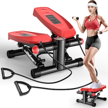 VitalLeap Steppers for Exercise at Home AirPowered Mini Steppers with Resistance Bands for Home Fitness 330LBS Loading Capacity Super Quiet Stair Steppers with LCD Monitor