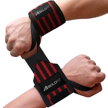 Boldfit Wrist Supporter for Gym Wrist Band for Men Gym  Women with Thumb Loop Straps  Wrist Wrap Gym Accessories for Men Hand Grip  Wrist Support Sports Straps for Gym Weightlifting  Red