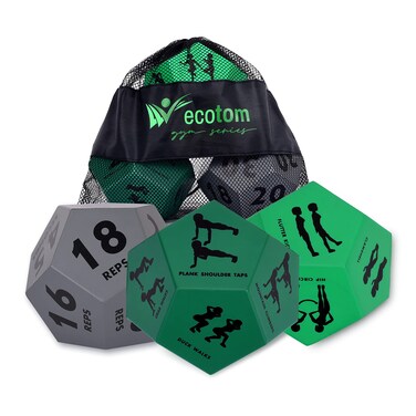 ecotom Exercise Dice for Home Workouts  Fitness Dice with Unique Exercises and Instructions  3 Pack Workout Dice for Gym Crossfit WOD Bodyweight HIIT Cardio and Sports Training
