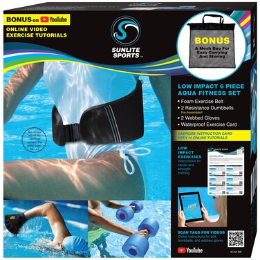 Sunlite Sports Water Workout Combo Set High Density Water Weight Swim Belt Soft Padded Water Aerobics Aqua Therapy Pool Fitness Water Exercise