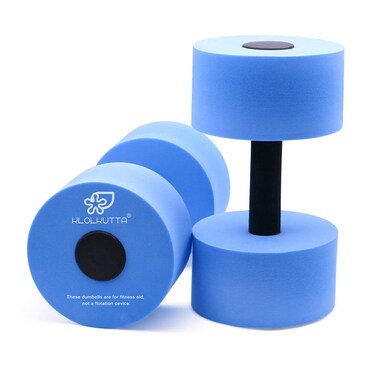KLOLKUTTA Water Dumbbells Blue Aqua Dumbbells Set HighDensity EVAFoam Dumbell Resistance for Water Aerobics Fitness and Pool Exercises