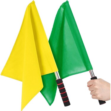 Wowagoga 2 PCS Stainless Steel Referee Flag with Nonslip Sponge HandleCotton Signal Flag Hand Flags Safety Flags Commander Flag for Sports Training2 Colors
