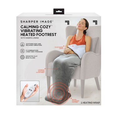 Calming Comfort Cozy by Sharper Image Personal Sherpa Wrap with Electric Heating Massaging Vibrating Foot Bed 3 Heat  3 Massage Settings for 9 Relaxing Combinations