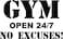 CreativeSignsnDesigns Gym Open 247 No Excuses  Vinyl WallDoor Decal 22x14 Black opensb