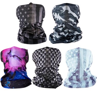S A  UV Face Shield 5 Pack  Multipurpose Neck Gaiter Balaclava Elastic Face Mask for Men and Women