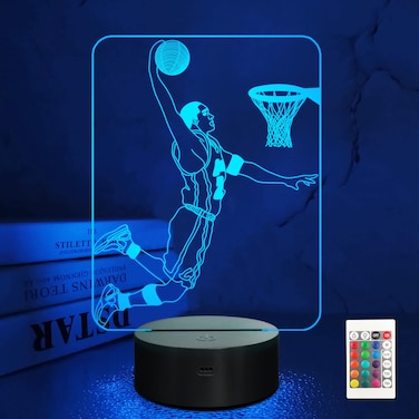 FULLOSUN Basketball 3D Night Light Basketball Sport Gifts Bedside Lamp for Xmas Holiday Birthday Gifts for Kids Basketball Fan with Remote Control 16 Colors Changing  4 Changing Mode  Dim Function