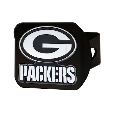 FANMATS 21525 NFL Green Bay Packers Metal Hitch Cover Black 2 Square Type III Hitch Cover