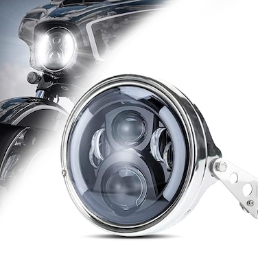 SKTYANTS 7 7 Inch led Headlights Black with Chrome 7 inch Housing Bucket DRL Turn Signal Lights Motorcycle