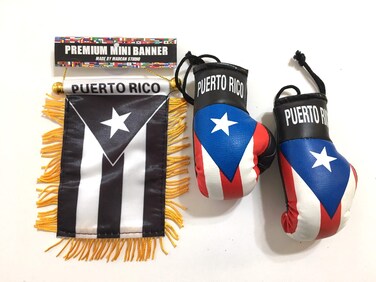 Puerto Rico Flag Puerto Rican Car flag Puerto Rico Boxing Gloves