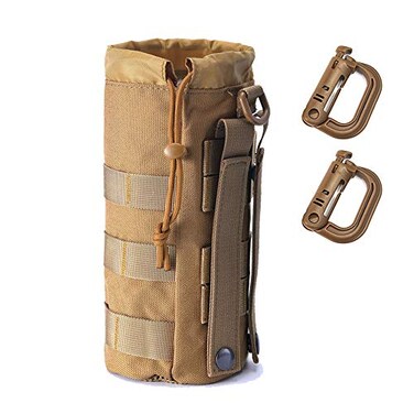 Upgraded Sports Water Bottles Pouch Bag Tactical Drawstring Molle Water Bottle Holder Tactical Pouches Travel Mesh Water Bottle Bag Tactical Hydration Carrier