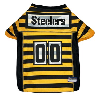 Pets First NFL Pittsburgh Steelers Throwback Dog Bumblebee Jersey Retro Dog Yellow and Black Football Jersey Size XLarge Vintage Dog Shirt