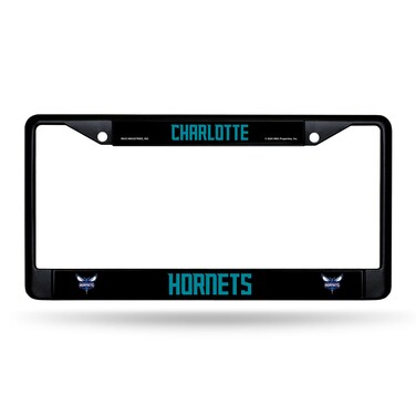 Rico Industries NBA Basketball Charlotte Hornets Black Chrome Frame with Decal Inserts 12 x 6 CarTruck Auto Accessory