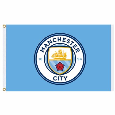 MCFC Official Manchester City Crest Premier League Champions Flag 5ft x 3ft  100 Polyester MULTI 152CM X 91CM