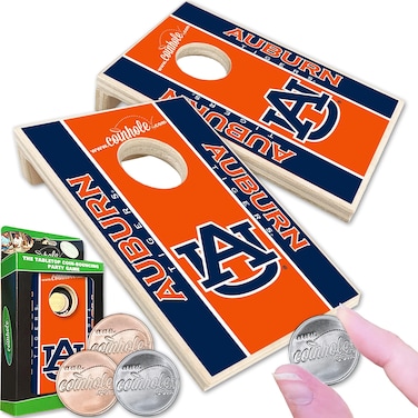 Coinhole Mini Game Set  Officially Licensed NCAA College Team Logo Tabletop Boards  Includes Coins for Game Play