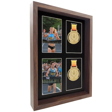 MedalAwardsRack Shadow Box Display 4 Medals  Marathon Triathlon and More