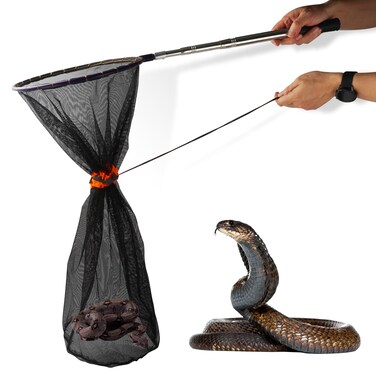 Smarkey Snake Catcher Net Rattlesnake Grabber Hnadling Tool Reptile Catch Telescopic Pole Stick Rattle Snake Removing and Catching Picker with 12 Ring Extends to 40 Inches