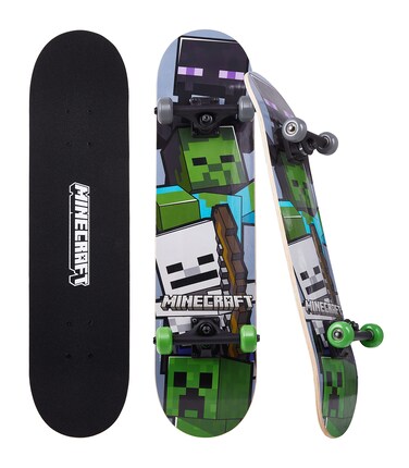 Minecraft 31 inch Skateboard 9ply Maple Deck Skate Board for Cruising Carving Tricks and Downhill