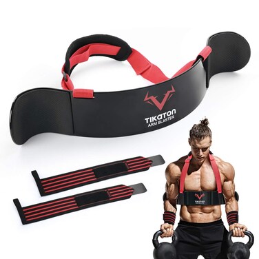 Tikaton Arm Blaster with Wrist Wraps for Biceps  Triceps Adjustable Bicep Curl Support Isolator for Big Arms Bodybuilding  Weightlifting Thick Aluminum Biceps Workout Equipment