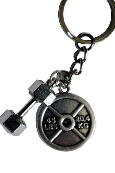 Weightlifting Plate  Dumbbell Keychain