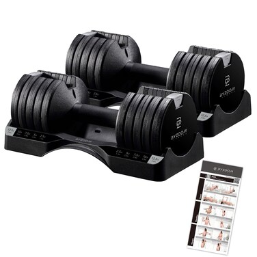 ByZoom Fitness Adjustable Dumbbell 25lb Single Unit Weight Training Fitness Exercise Body Workout 5 in 1 for Home Gym All Age Men  Women