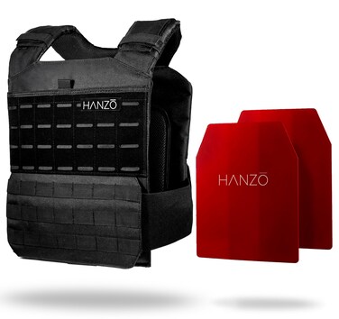 HANZO Premium Weighted Vest For Fitness Training Adjustable Weight Vest for Men 14lb20lbs Workout Vest With Weights Included Crossfit Gym Running