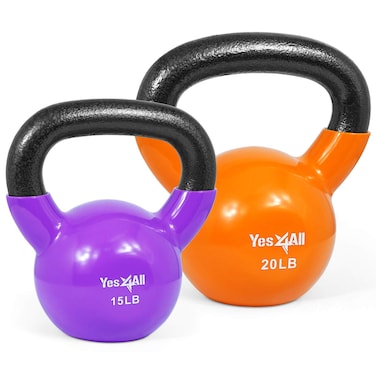 Yes4All 220kg Kettlebell aus Gusseisen mit Vinylbeschichtung Schwunghantel Kugelgewicht