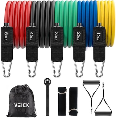 VEICK Resistance Bands SetWorkout BandsExercise Bands5 Tube Fitness Bands with Door AnchorHandlesPortable BagLegs Ankle Straps for Muscle Training Physical Therapy Shape BodyHome Workouts