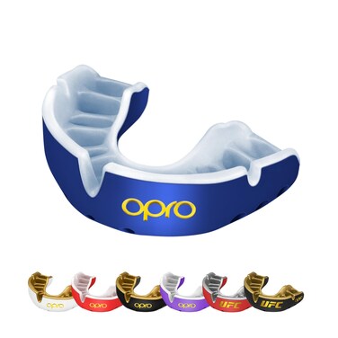 OPRO NEW Gold Level Mouthguard Adults and Junior Sports Mouth Guard With Revolutionary Fitting Technology for Boxing Lacrosse MMA Martial Arts Hockey and All Contact Sports Dark Blue Youth