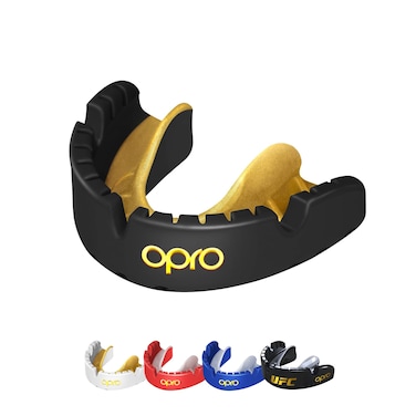 OPRO New Gold Level Mouthguard for Braces Adults Sports Mouth Guard Featuring Revolutionary Fitting Technology for Boxing Lacrosse MMA Martial Arts Hockey and All Contact Sports Black