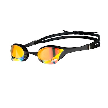 Arena Cobra Ultra Swipe Racing Swim Goggles for Men and Women Mirror Lens AntiFog UV Protection Yellow CopperBlack One Size