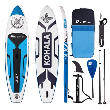Runwave Inflatable Stand Up Paddle Board NonSlip Deck with Premium SUP Accessories  Wide Stance Bottom Fins for Surfing Control  Youth Adults Beginner