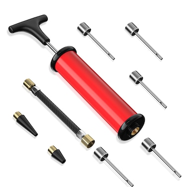 Motorenbau Ball Pump Sports Ball Pump with 5 Needles Nozzle Extension Hose Push  Pull Inflator System Perfect for Volleyball Basketball Football Soccer Water Polo Swim Inflatables