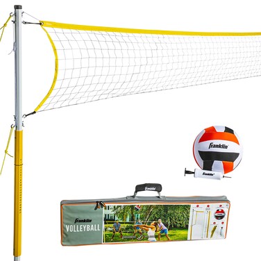 Franklin Sports Outdoor Volleyball Net Sets  Beach  Backyard Portable Volleyball Net with Poles  Complete Outdoor Volleyball Sets with Net  Volleyball Included