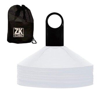 ZK GLOBAL Training Soccer Disc Cones Set of 25  White