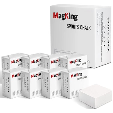 MagKing Gym Chalk Blocks for Rock Climbing Weightlifting Workout Lifting Gymnastics Bars Crossfit Magnesium Carbonate Chalk 2oz 1lb 8 blocks