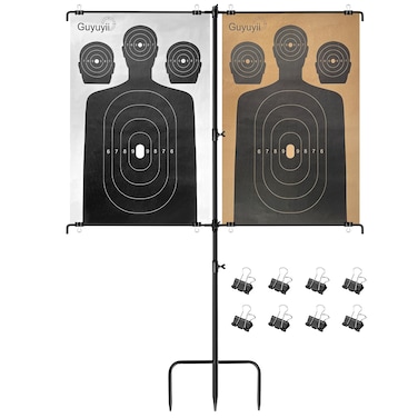 Guyuyii Adjustable Target Stand for Shooting Practice and Competitions  Includes 8 Metal Clips for Stability and Support  Ideal for Training Exercises Outdoor Events Ranges and Backyards