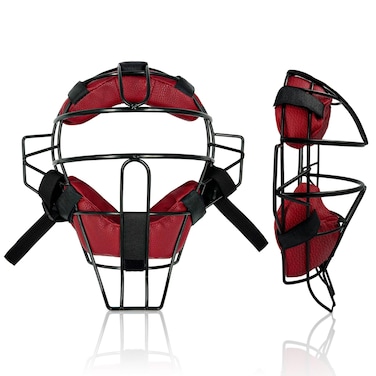 Gracfulcub Baseball Catcher Mask Umpire MaskFullFace Protection Mask for BaseballLightweight Secure Fit Provides Maximum Protection and Comfort  Does Not Obstruct View Deep Red