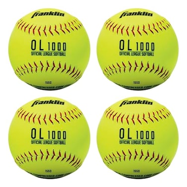 Franklin Sports Practice Softballs  OL1000 Fastpitch 12 Inch Yellow Softballs  Official Size  Weight Practice Balls for Youth  Beginner Players  1 Pack 4 Pack  12 Ball Bulk Packs